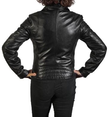 SL110039 - Ladies Cross-Over Black Leather Biker Jacket